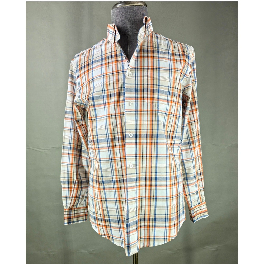 Club Room Shirt Mens Small Plaid Long Sleeve Button Up Stretch Collared Casual